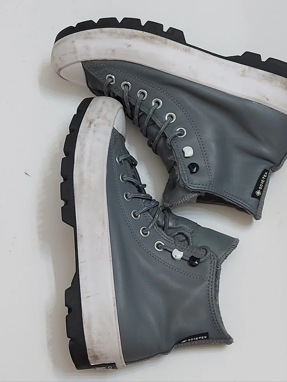 Converse Green-Gray High-Top Platform Sneakers